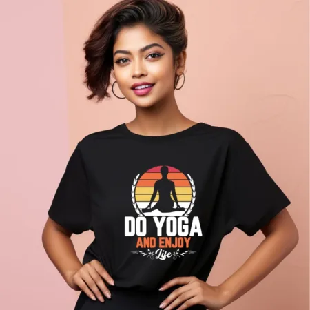 Women's Do Yoga And Enjoy Life Graphics Printed Oversized T-Shirt