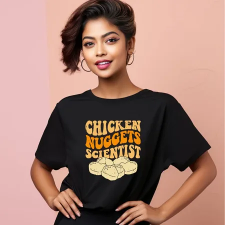 Women's Chicken nuggets scientist Graphics Printed Oversized T-Shirt
