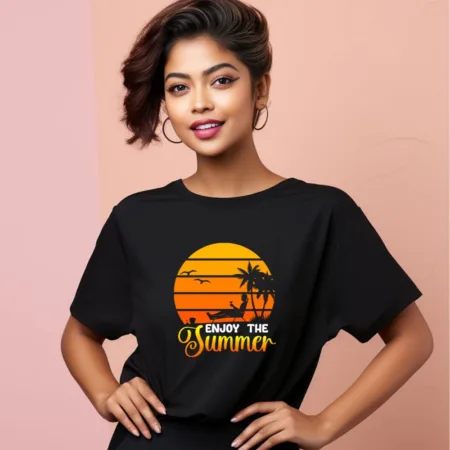 Women's Enjoy The Summer Graphics Printed Oversized T-Shirt
