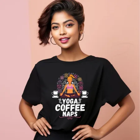Women's Yoga Coffee Naps Graphics Printed Oversized T-Shirt
