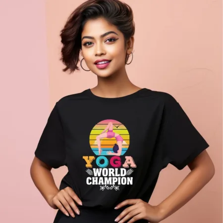 Women's Yoga World Champion Graphics Printed Oversized T-Shirt