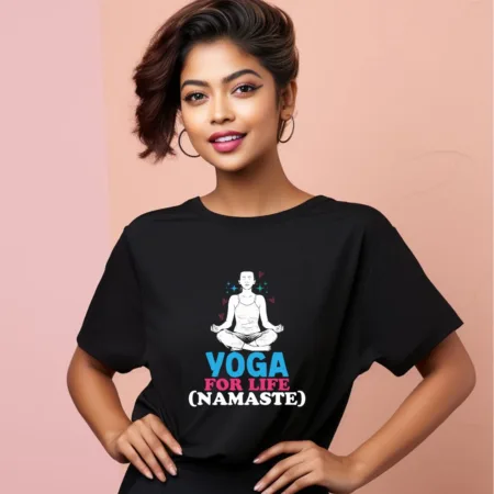 Women's Yoga For Life Graphics Printed Oversized T-Shirt