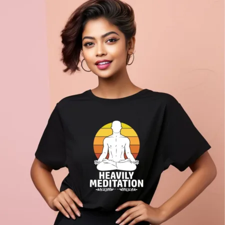Women's Heavily Meditation Graphics Printed Oversized T-Shirt