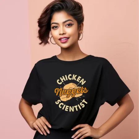 Women's Chicken nuggets scientist Graphics Printed Oversized T-Shirt