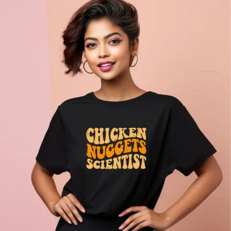 Women's Chicken nuggets scientist Graphics Printed Oversized T-Shirt