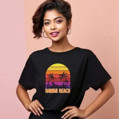 Women's Hawaii Beach Graphics Printed Oversized T-Shirt
