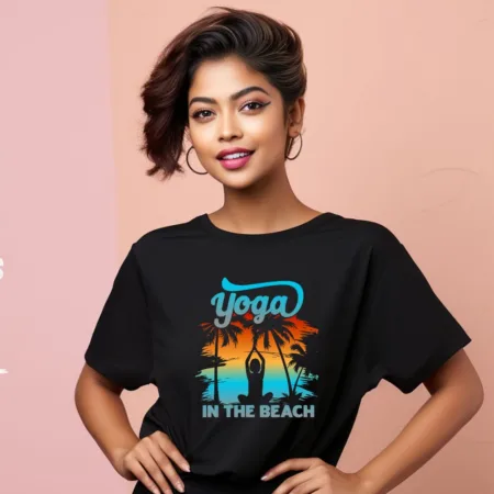 Women's Yoga Is The Beach Graphics Printed Oversized T-Shirt