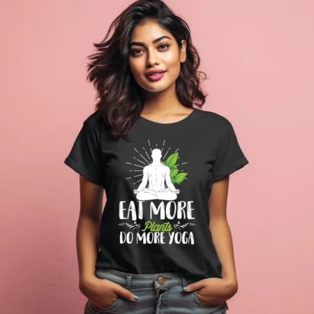Women's Eat More Plants Do More Yoga Graphics Printed T-Shirt