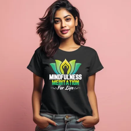 Women's Mindfulness Meditation Graphics Printed T-Shirt