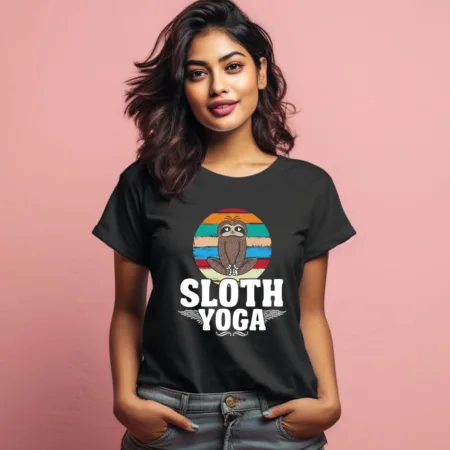 Women's Sloth Yoga Graphics Printed T-Shirt
