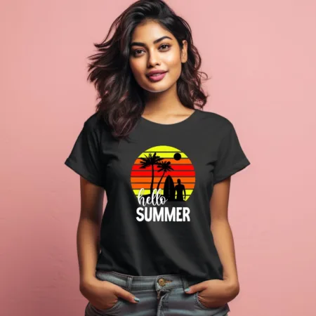 Women's Hello Summer Graphics Printed T-Shirt