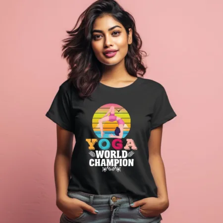 Women's Yoga World Champion Graphics Printed T-Shirt