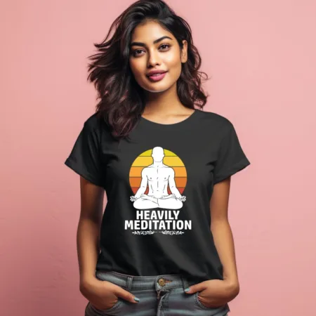 Women's Heavily Meditation Graphics Printed T-Shirt