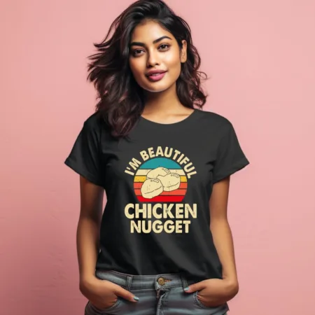 Women's I'm Beautiful Chicken Nugget Graphics Printed T-Shirt