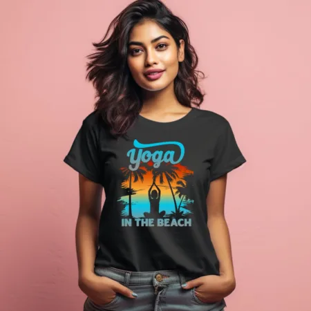 Women's Yoga Is The Beach Graphics Printed T-Shirt