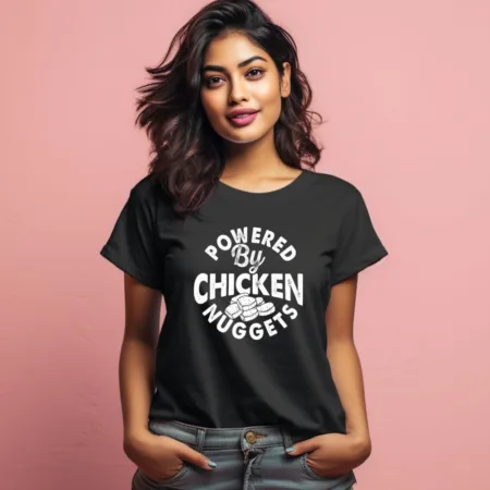 Women's Powered By Chicken Nuggets Graphics Printed T-Shirt