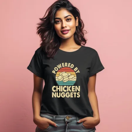 Women's Powered By Chicken Nuggets Graphics Printed T-Shirt