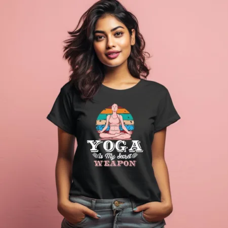 Women's Yoga Is My Secret Weapon Graphics Printed T-Shirt
