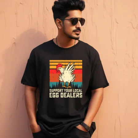 Men's Support Your Local Egg Dealers Graphics Printed Oversized T-Shirt
