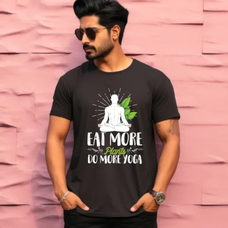 Men's Eat More Plants Do More Yoga Graphics Printed T-Shirt