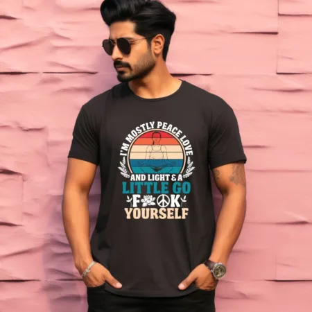 Men's I'm Mostly Peace Love Graphics Printed T-Shirt