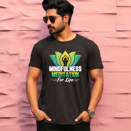 Men's Mindfulness Meditation Graphics Printed T-Shirt
