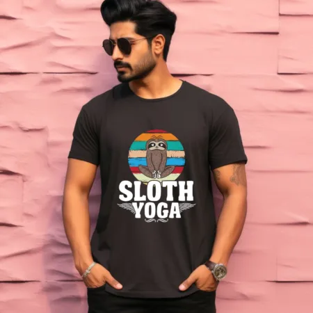 Men's Sloth Yoga Graphics Printed T-Shirt