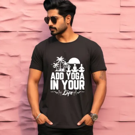 Men's Add Yoga In Your Life Graphics Printed T-Shirt