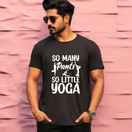 Men's So Many Pants So Little Yoga Graphics Printed T-Shirt