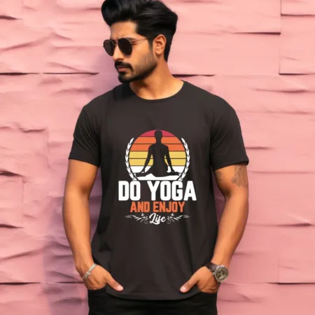 Men's Do Yoga And Enjoy Life Graphics Printed T-Shirt