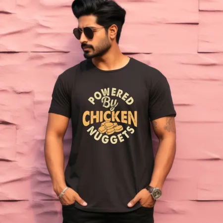 Men's Powered By Chicken Nuggets Graphics Printed T-Shirt