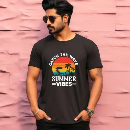 Men's Catch The Wave Summer Vibes Graphics Printed T-Shirt