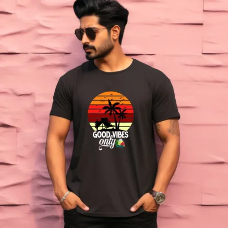 Men's Good Vibes Only Graphics Printed T-Shirt