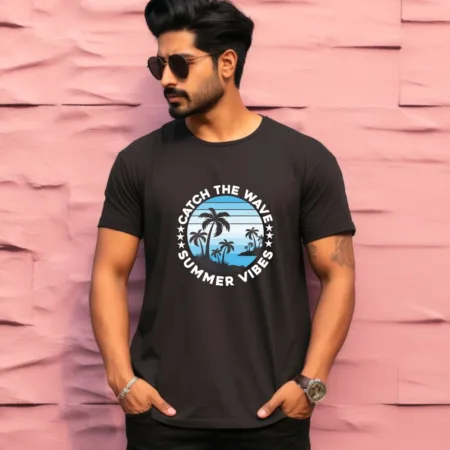 Men's Catch The Wave Summer Vibes Graphics Printed T-Shirt