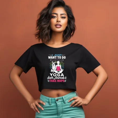 Women's I Just Want To Do Yoga Graphics Printed Crop Tops