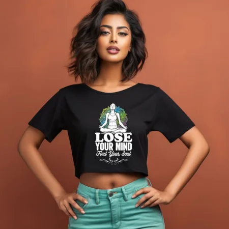 Women's Lose Your Mind Find Your Soul Graphics Printed Crop Tops