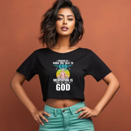 Women's Prayer Is When You Talk To God Graphics Printed Crop Tops