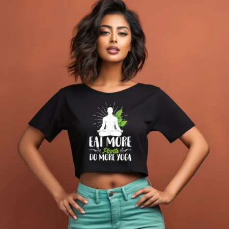 Women's Eat More Plants Do More Yoga Graphics Printed Crop Tops