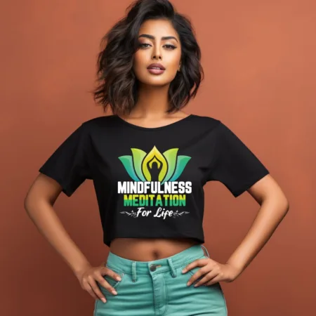 Women's Mindfulness Meditation Graphics Printed Crop Tops
