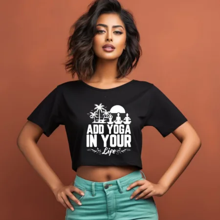 Women's Add Yoga In Your Life Graphics Printed Crop Tops