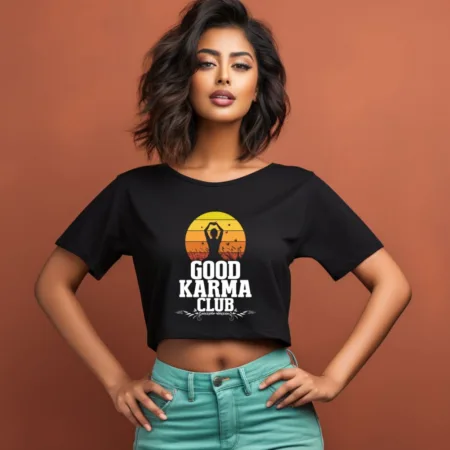 Women's Good Karma Club Graphics Printed Crop Tops
