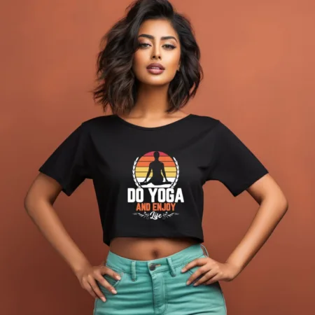 Women's Do Yoga And Enjoy Life Graphics Printed Crop Tops