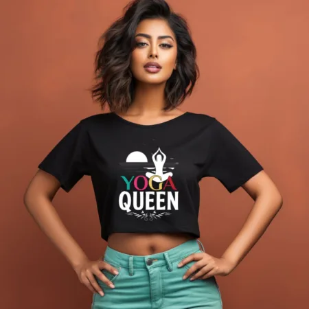 Women's Yoga Queen Graphics Printed Crop Tops