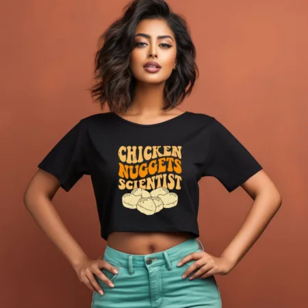 Women's Chicken nuggets scientist Graphics Printed Crop Tops