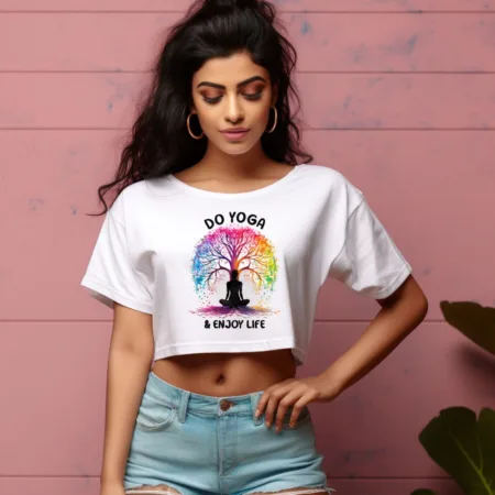 Women's Do Yoga & Enjoy Life Graphics Printed Crop Tops