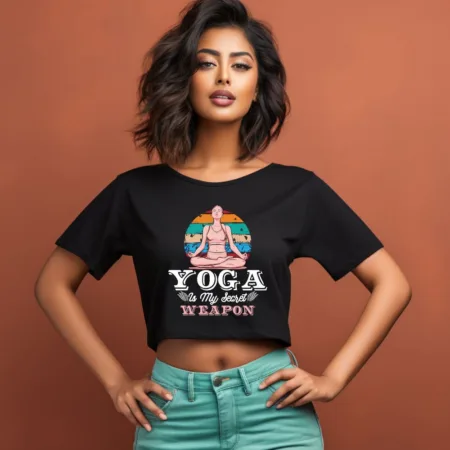 Women's Yoga Is My Secret Weapon Graphics Printed Crop Tops
