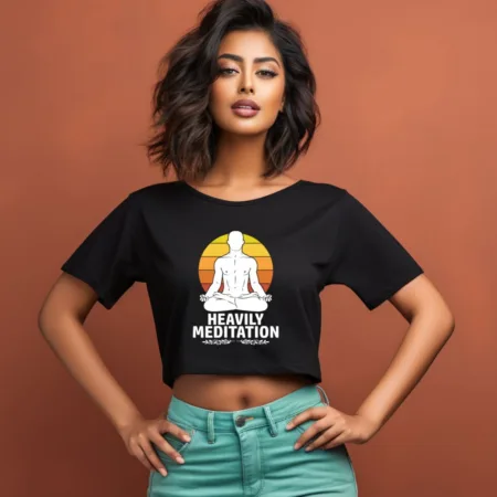 Women's Heavily Meditation Graphics Printed Crop Tops