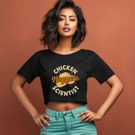 Women's Chicken nuggets scientist Graphics Printed Crop Tops