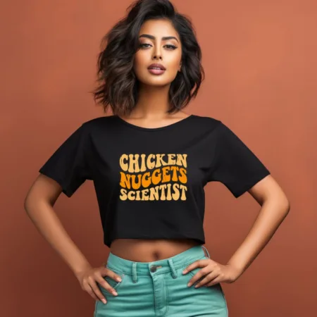 Women's Chicken nuggets scientist Graphics Printed Crop Tops