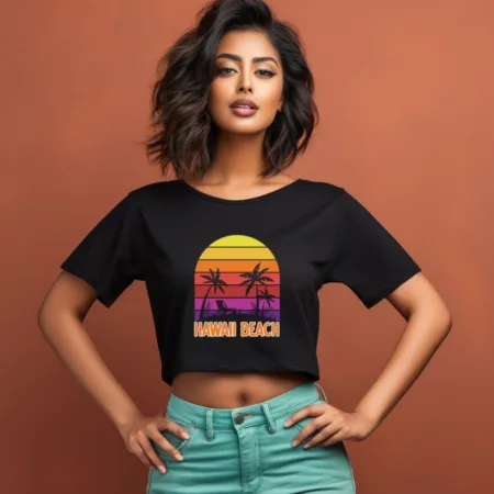 Women's Hawaii Beach Graphics Printed Crop Tops